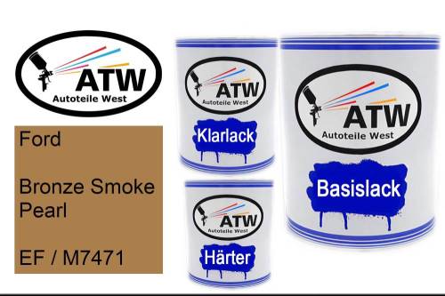 Ford, Bronze Smoke Pearl, EF / M7471: 1L Lackdose + 1L Klarlack + 500ml Härter - Set, von ATW Autoteile West.